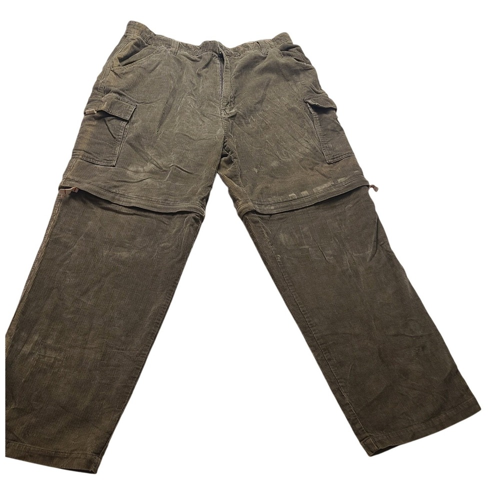 Extreme Limit Men's Corduroy Cargo Pants 38x32‎ Olive Green Zip Off Convertible